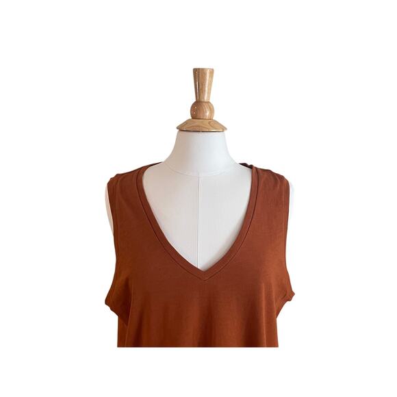 NWT J. Crew Slub Cotton V-Neck Tank, Burnt Orange, Size XL - Picture 2 of 10